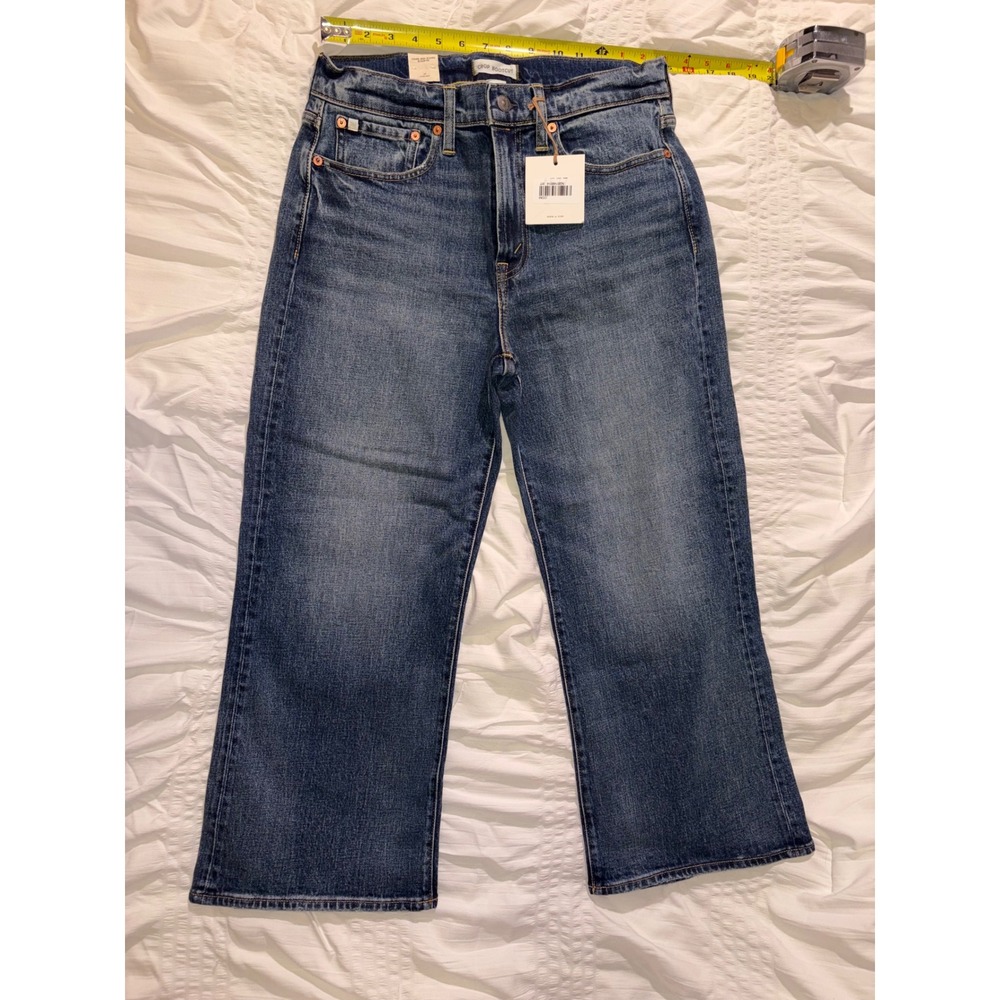 AE77 New York Crop Bootcut Jeans Womens 29 Short Medium Wash High Rise T05-11